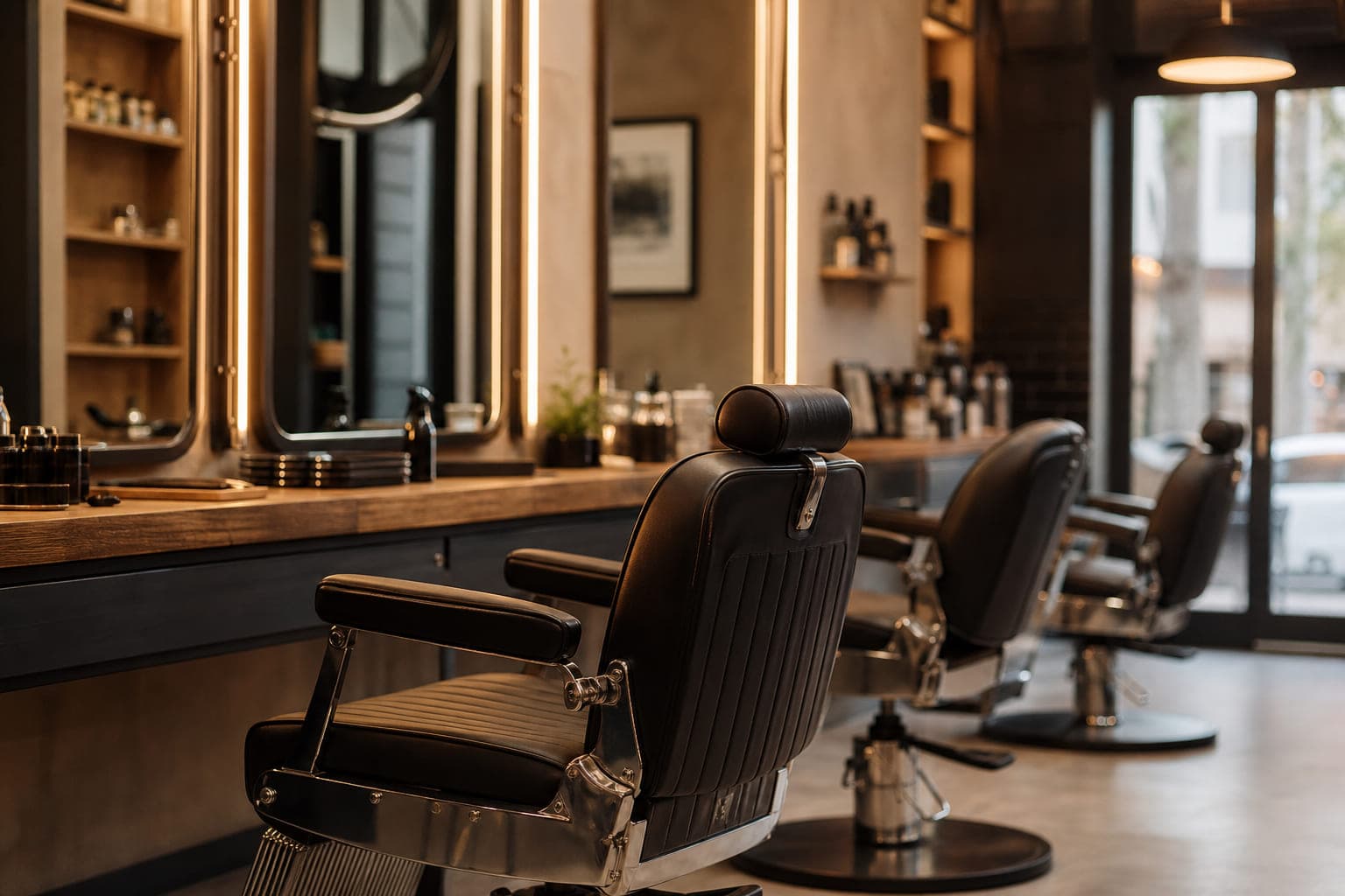 Interior de barbearia portuguesa moderna