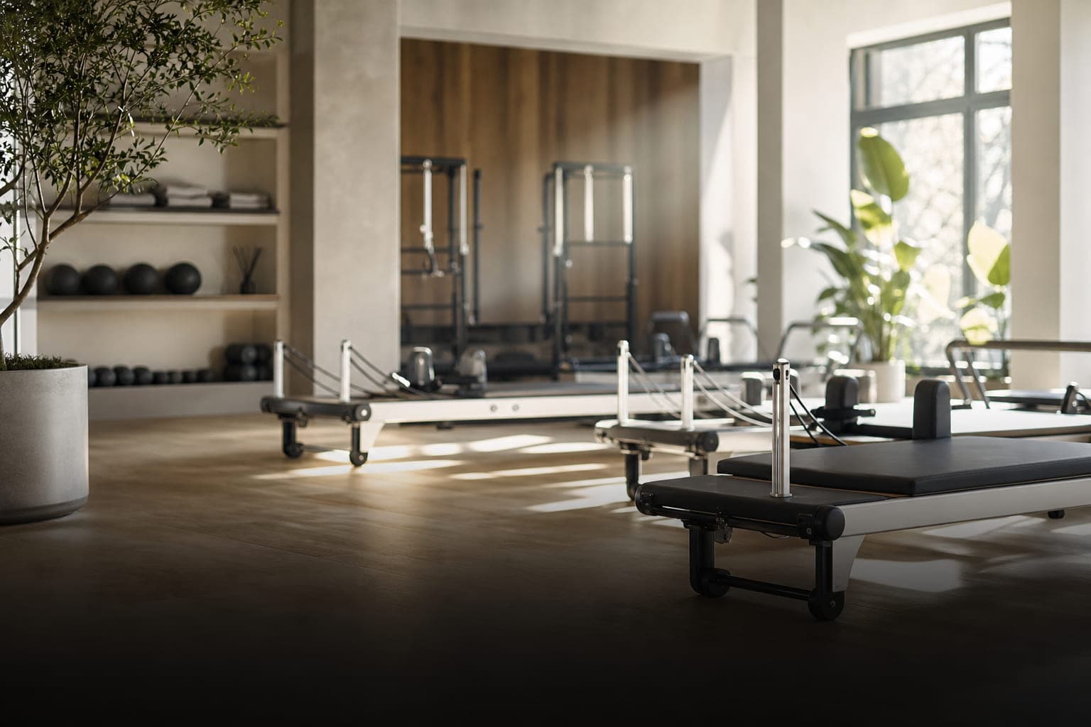 Estúdio de fitness português com área de receção