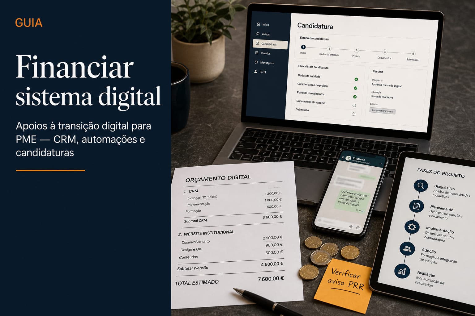 Apoios à transição digital para PME em Portugal — Coaching 4.0, SICE, vales Portugal 2030 e financiamento de CRM e website